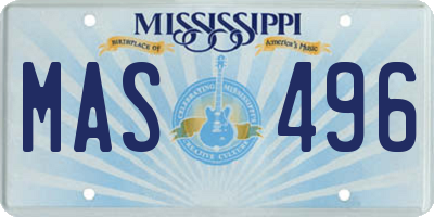 MS license plate MAS496