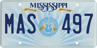 MS license plate MAS497