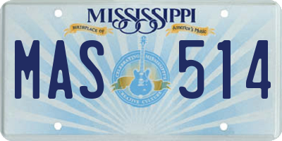 MS license plate MAS514