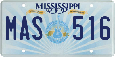 MS license plate MAS516