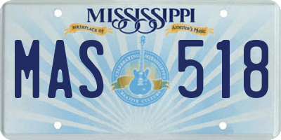 MS license plate MAS518