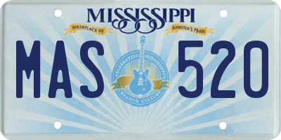 MS license plate MAS520