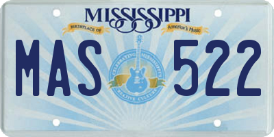 MS license plate MAS522
