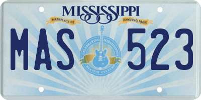 MS license plate MAS523