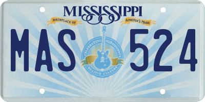 MS license plate MAS524