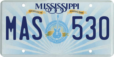 MS license plate MAS530