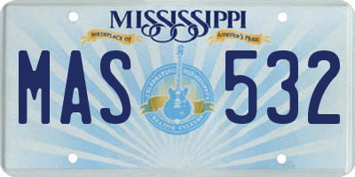 MS license plate MAS532