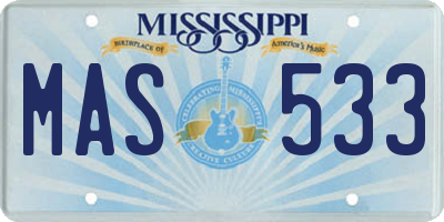 MS license plate MAS533