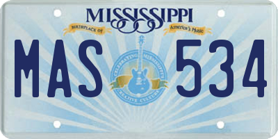 MS license plate MAS534