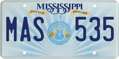 MS license plate MAS535