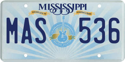 MS license plate MAS536