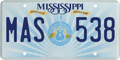 MS license plate MAS538