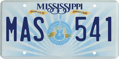 MS license plate MAS541