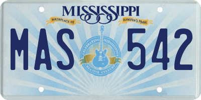 MS license plate MAS542