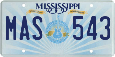 MS license plate MAS543