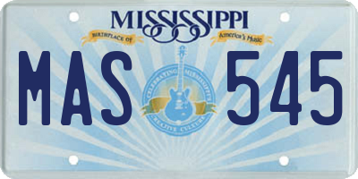 MS license plate MAS545