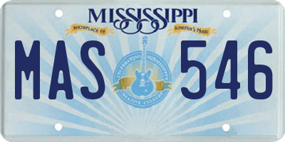 MS license plate MAS546