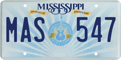 MS license plate MAS547