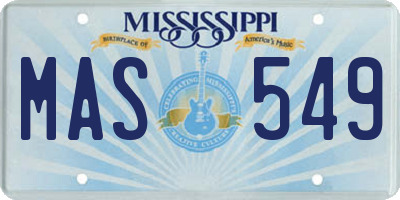 MS license plate MAS549