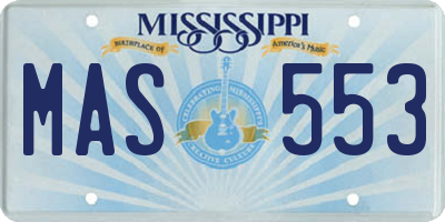 MS license plate MAS553