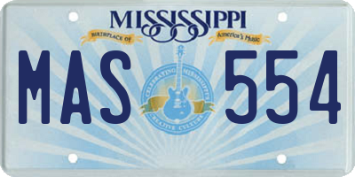 MS license plate MAS554