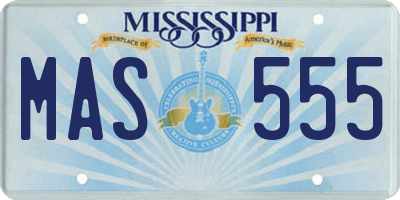 MS license plate MAS555
