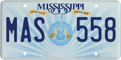 MS license plate MAS558