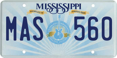 MS license plate MAS560
