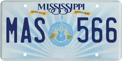 MS license plate MAS566