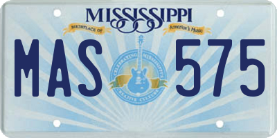 MS license plate MAS575