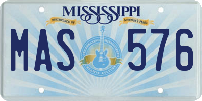 MS license plate MAS576
