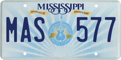 MS license plate MAS577