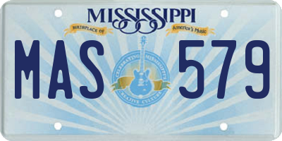 MS license plate MAS579
