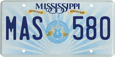 MS license plate MAS580