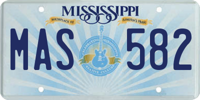 MS license plate MAS582