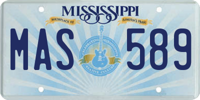 MS license plate MAS589