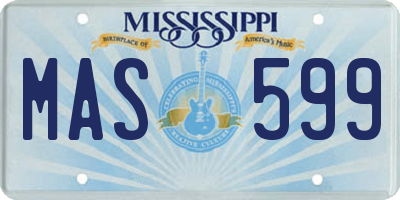 MS license plate MAS599