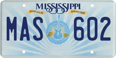 MS license plate MAS602