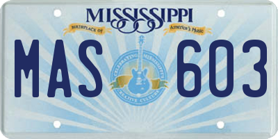 MS license plate MAS603