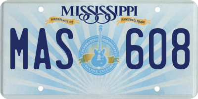 MS license plate MAS608