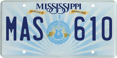 MS license plate MAS610