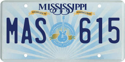 MS license plate MAS615