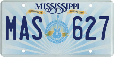 MS license plate MAS627