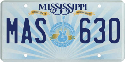 MS license plate MAS630