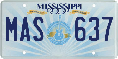 MS license plate MAS637