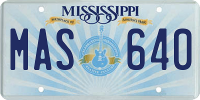 MS license plate MAS640