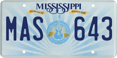 MS license plate MAS643