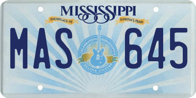 MS license plate MAS645