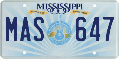 MS license plate MAS647