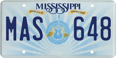 MS license plate MAS648